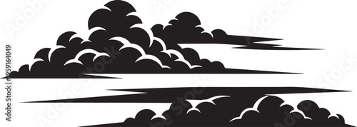 Black clouds, stormy sky, vector graphics, weather icons, silhouette clouds