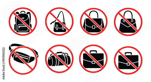 Prohibited items Bags and personal belongings not allowed within area