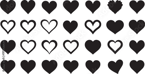 Black and white heart shapes on a white background