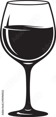 Wine glass, red wine glass, black wine glass, vector glassware