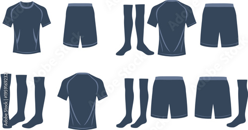 Soccer uniform set, dark blue jersey, shorts and socks
