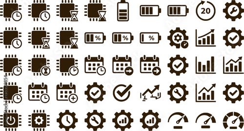 Sensor Lifespan 7-Day 10-Day 14-Day 180-Day 365-Day Sensor-Duration CGM-Lifespan Vector Icon Set - Sensor Duration
