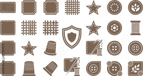 Patch Fabric-Patch Embroidered-Patch Badge-Patch Sew-On-Patch Clothing-Patch Iron-On-Patch Patch-Badge Textile-Patch Patch-Design Vector Set - Fabric Patch