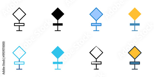 Distance marker icons set multiple style collection. Editable stroke 
