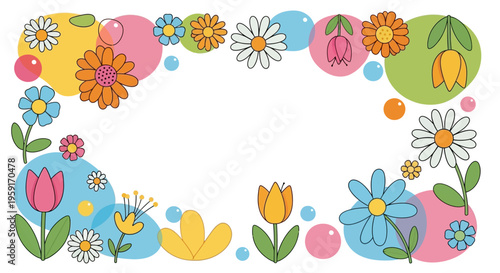 Colorful flowers in cartoon style.