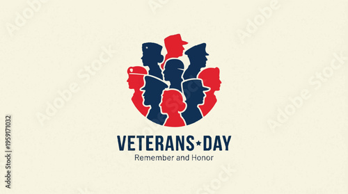 Veterans Day Tribute with Patriotic Military Silhouettes and Text