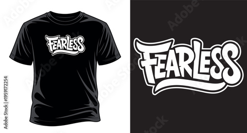 Fearless word art vector with bold, stylized typography, empowering graphic design vector art print templet