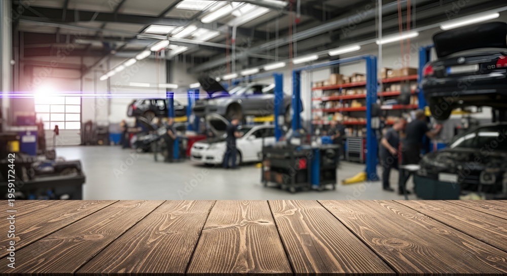 Fototapeta premium Auto repair garage mechanic workshop interior