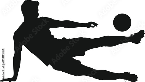 Silhouette of a soccer player performing a bicycle kick
