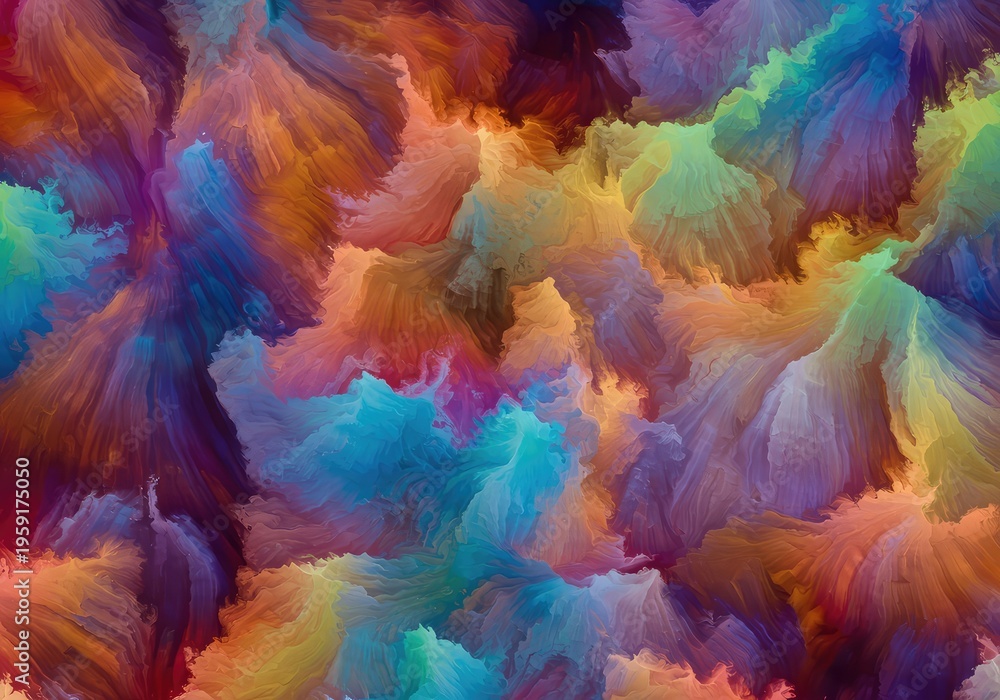 Obraz premium Swirling vibrant colors creating a fluid, ethereal landscape of the subconscious mind, representing imagination, memory, and deep sleep, fluid, deep, subconscious