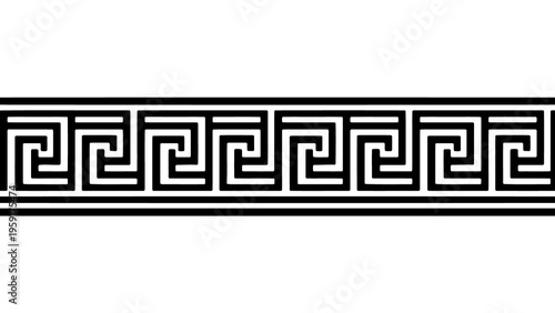 Greek key pattern, black and white border design, geometric ornament, classic decorative element