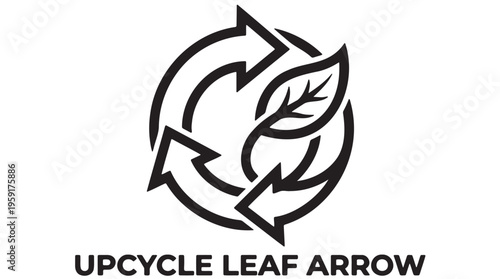 Upcycle leaf arrow icon, eco friendly symbol, recycling logo, sustainable vector