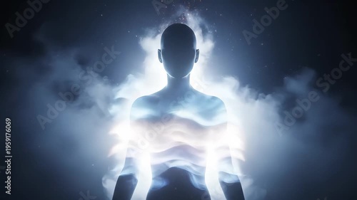 Luminous Human Aura Emanating Energy and Spirit