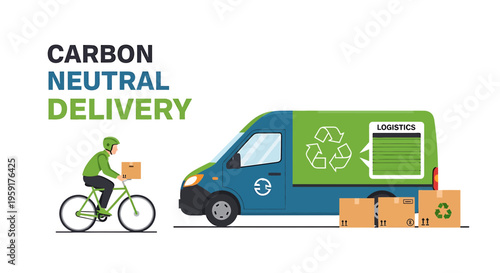 Eco friendly delivery, carbon neutral logistics, sustainable transport, green courier
