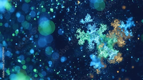 Blue Snowflake Particle Bokeh Background Winter Abstract Loop 4K
