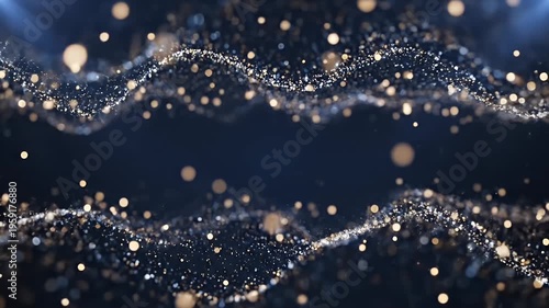 Abstract Golden Particle Wave Background Loop 4K