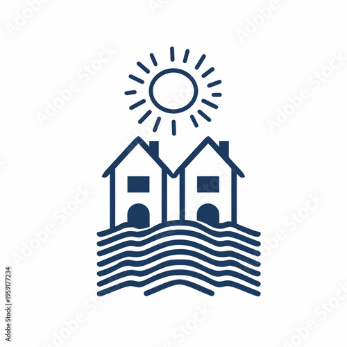Houses flooding with sunlight conceptual visual of climate change threat