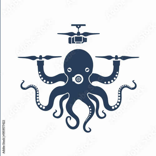 Octopus drone concept illustration design for technology and aerial photography