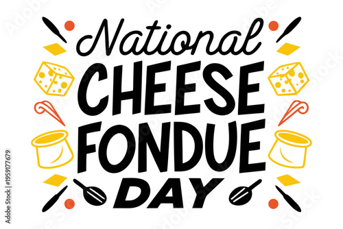 Cheese Fondue Pot Vector, National Cheese Fondue Day Celebration Design
