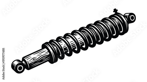 Shock absorber for car suspension isolated on white background
