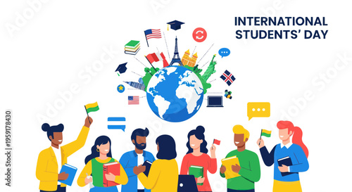 International Students Day Celebration Global Unity Education Diversity Flags People