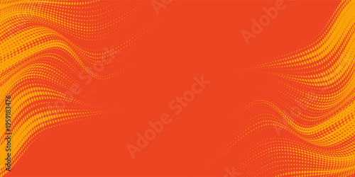 Abstract orange halftone dots, abstract pattern with dark and bright gradient background. digital technology style wall texture ,cartoon or pop art.