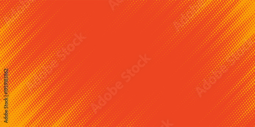 Abstract orange halftone dots, abstract pattern with dark and bright gradient background. digital technology style.