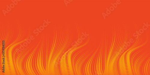 Abstract orange halftone dots, abstract pattern with dark and bright gradient background. digital technology style.