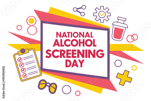 Medical Testing and Alcohol Awareness Vector, National Alcohol Screening Day Design