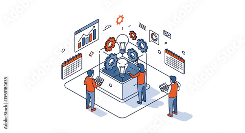 Team work idea plan data gear task core goal fast flow smart aim top hub