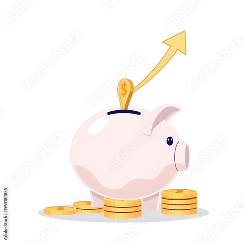 piggy bank and coins