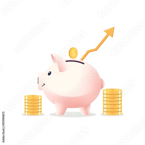 piggy bank and coins