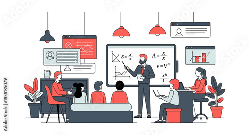 Teacher lead physics math study school online student learn digital lesson science college university tech work class