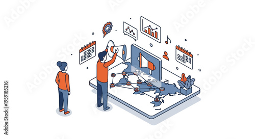 Global brand outreach marketing strategy via tablet world map network