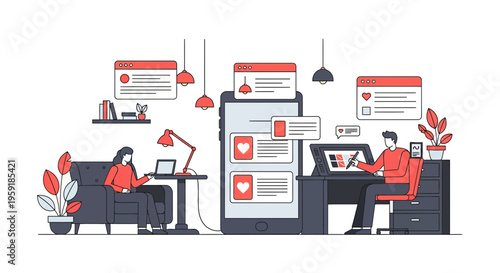 UI UX team work for app web site tool at desk in home or office area
