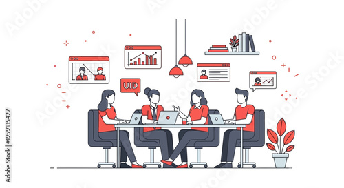 Job hire team work desk talk tech data web man lady post cv hr plan