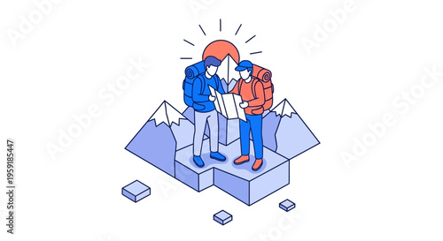 Hiking Mountain Expedition Map Adventure Travel Trekking Nature Trip