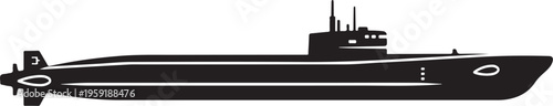Vector submarine icon, black silhouette