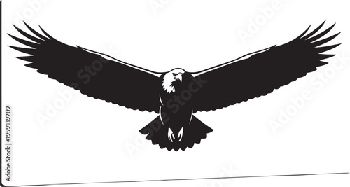 Vector black eagle icon with outstretched wings