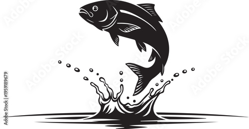 Vector illustration of jumping fish icon