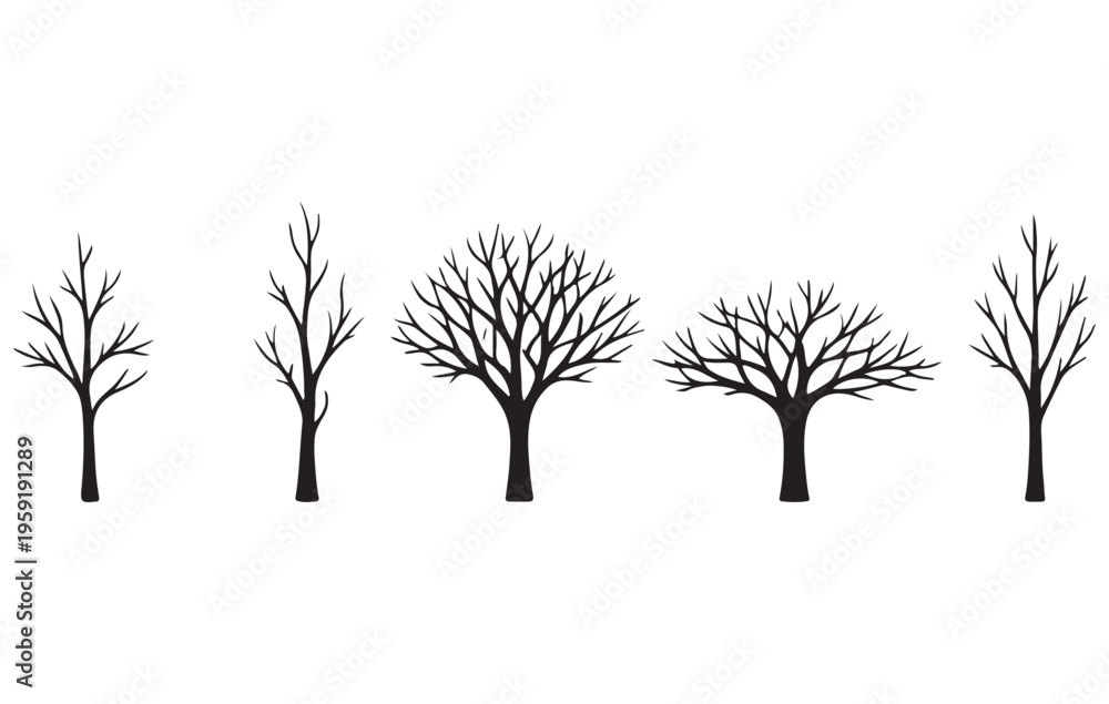 Obraz premium Tree Silhouette Collection Set
