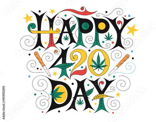 happy 420 DAY vector illustration isolated on white background