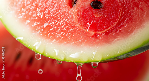 Close Up Water Droplets on Juicy Watermelon Slice