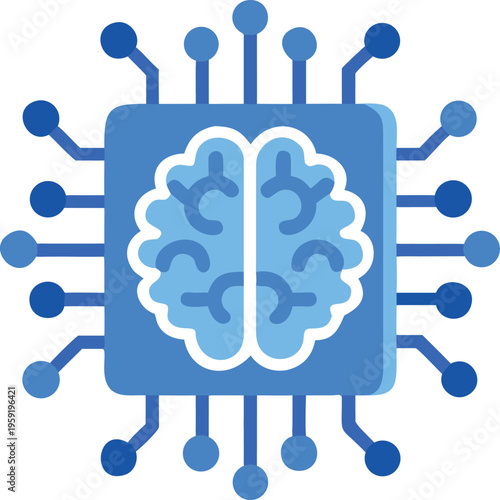 Artificial intelligence concept brain integrated with a microchip