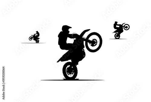 Dynamic Motocross Riders Performing Stunts