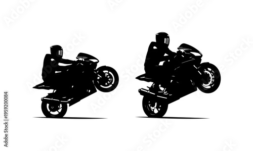 Silhouette Motorcycle Stunt Performances Comparison