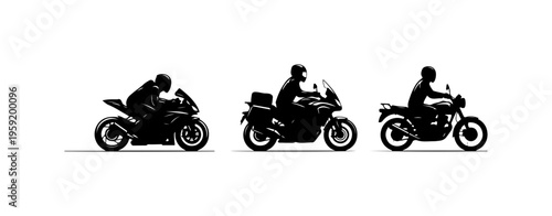 Three Motorcyclists Riding Different Bike Styles