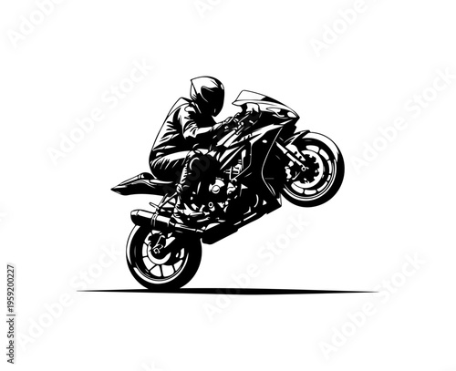 Dynamic Motorcycle Stunt Rider in Mid-Air Action