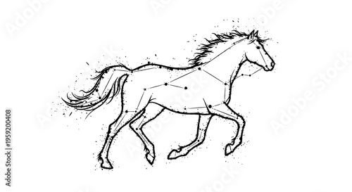 Horse constellation star map astronomical illustration