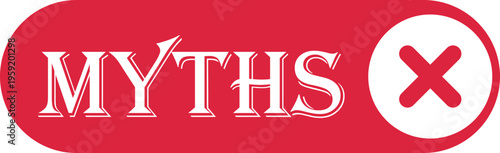 Fact myth icon collection group with truth and false symbols check mark cross speech bubble information concept flat vector for web app infographic design isolated background.